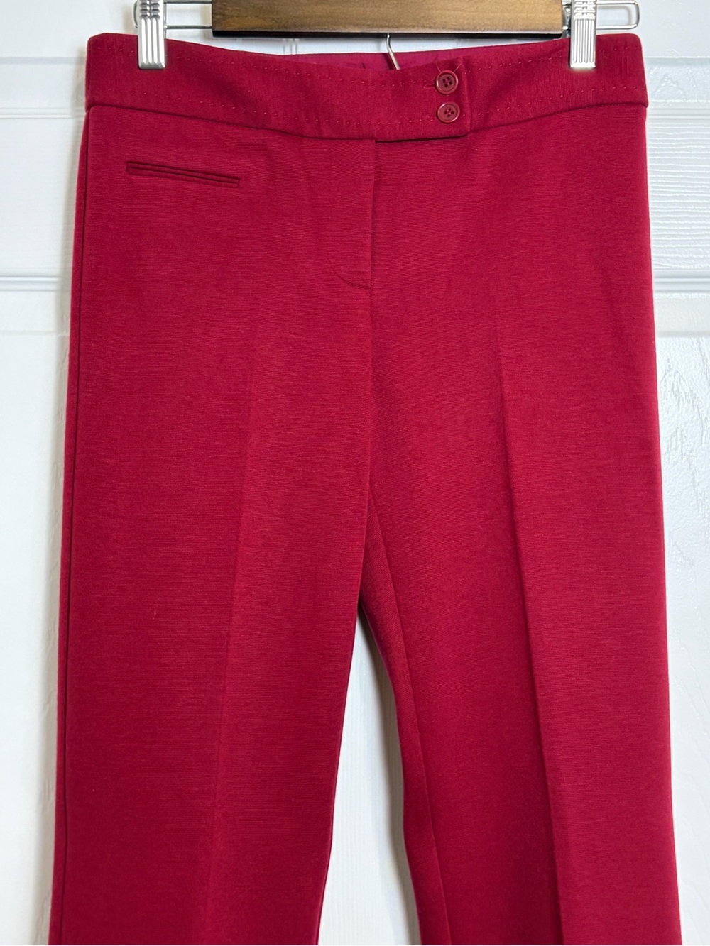 BCBGMAXAZRIA Cherry Red Tailored Cuffed Flare Pants Size 0 - Picture 3 of 13